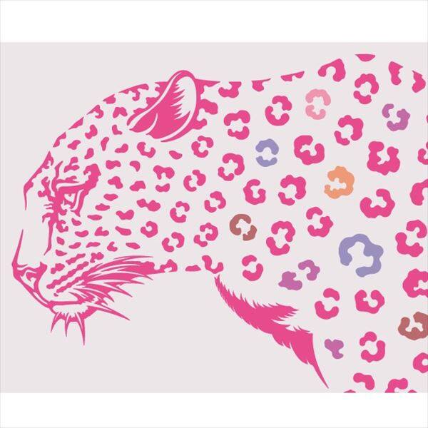 東京ステッカー 高級ウォールステッカー 動物 ヒョウ Mサイズ ＊TS0019-CM ピンク 『おしゃれ かわいい』 『壁 シール』 