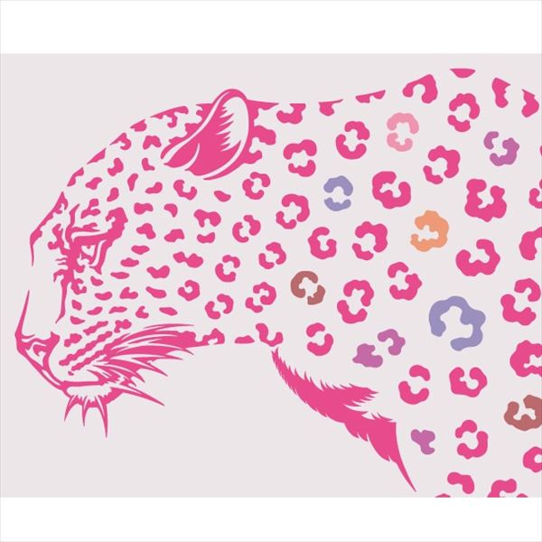 東京ステッカー 高級ウォールステッカー 動物 ヒョウ Lサイズ ＊TS0019-CL ピンク 『おしゃれ かわいい』 『壁 シール』 