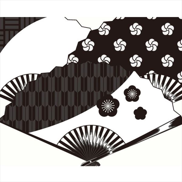東京ステッカー 高級ウォールステッカー 和風 扇子 Mサイズ ＊TS0026-DM 白と黒 『おしゃれ かわいい』 『壁 シール』 