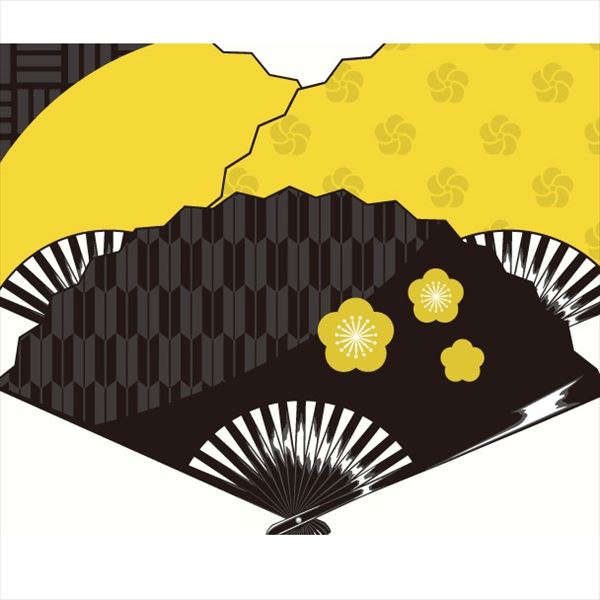 東京ステッカー 高級ウォールステッカー 和風 扇子 Lサイズ ＊TS0026-CL 黄と金色 『おしゃれ かわいい』 『壁 シール』 