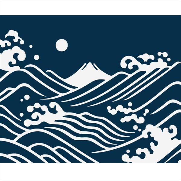 東京ステッカー 高級ウォールステッカー 和風 荒波に富士 Sサイズ ＊TS0030-AS 濃藍 『おしゃれ かわいい』 『壁 シール』 
