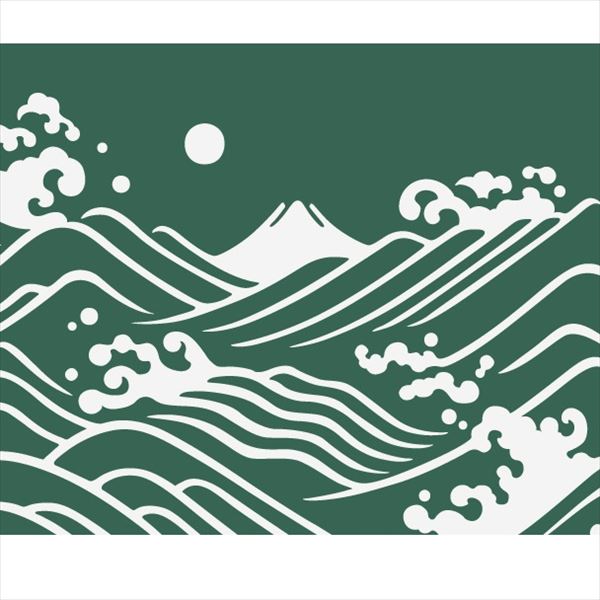 東京ステッカー 高級ウォールステッカー 和風 荒波に富士 Lサイズ ＊TS0030-DL うぐいす色 『おしゃれ かわいい』 『壁 シール』 