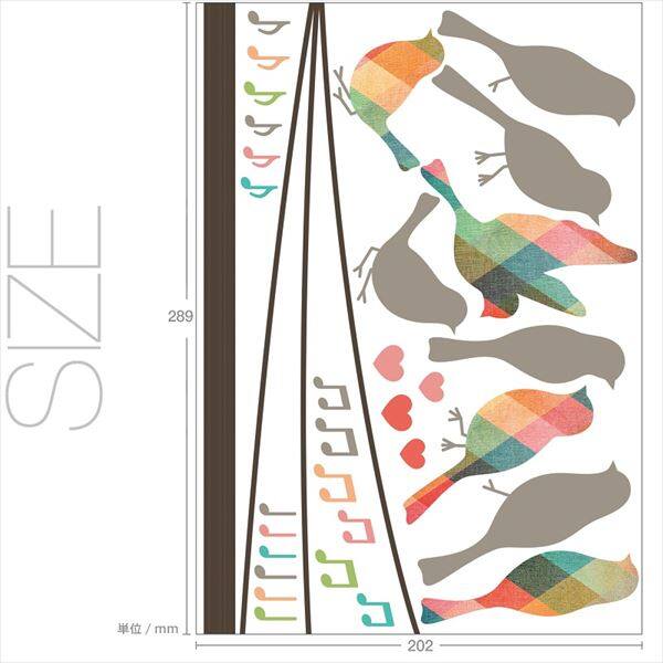 東京ステッカー シンプルデザイン・ウォールステッカー（シールタイプ） 「電線に集まる鳥たち」 SSサイズ 3枚セット TS-7004-ASS 『おしゃれ かわいい』 『壁 シール』 