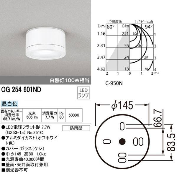 オーデリック ポーチライト # OG 254 601ND 昼白色 