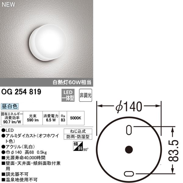 オーデリック ポーチライト # OG 254 819 昼白色 