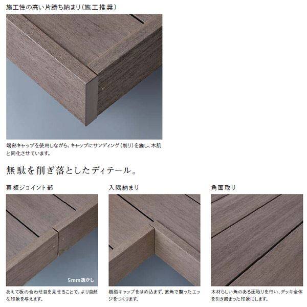 リクシル デッキDS 片勝ち納まり 1.5間×7尺 ロング束柱Aセット（固定束 高さ1000mm） 『ウッドデッキ 人工木』 