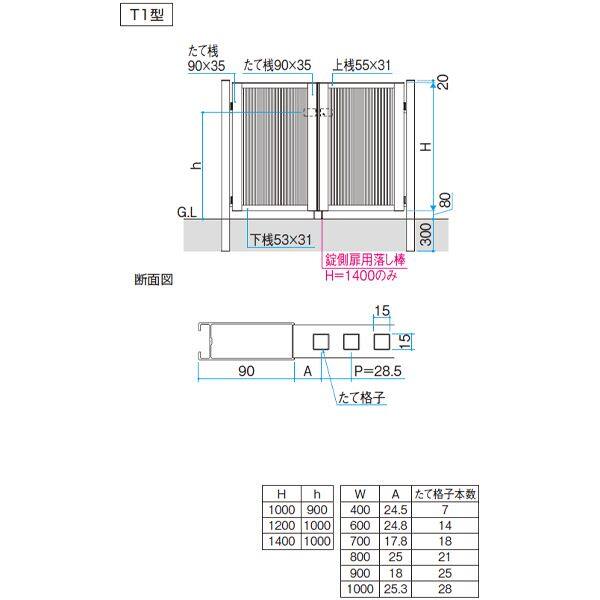 三協アルミ レジリア T1型 0810 両開きセット 門柱タイプ 