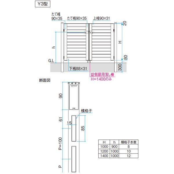 三協アルミ レジリア Y3型 0914 片開きセット 門柱タイプ 