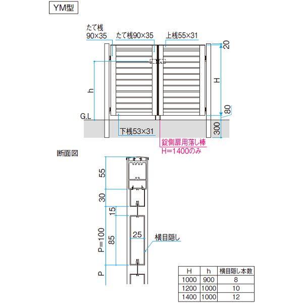 三協アルミ レジリア YM型 0712 両開きセット 門柱タイプ 