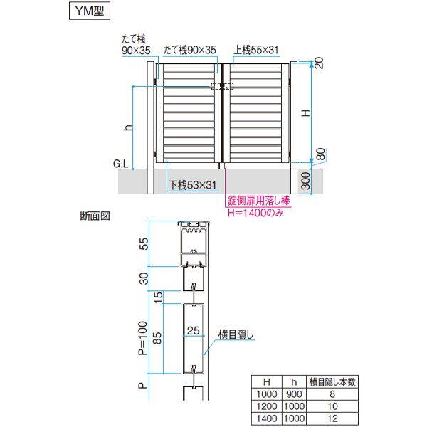 三協アルミ レジリア YM型 (08・04)10 両開き親子セット 門柱タイプ 