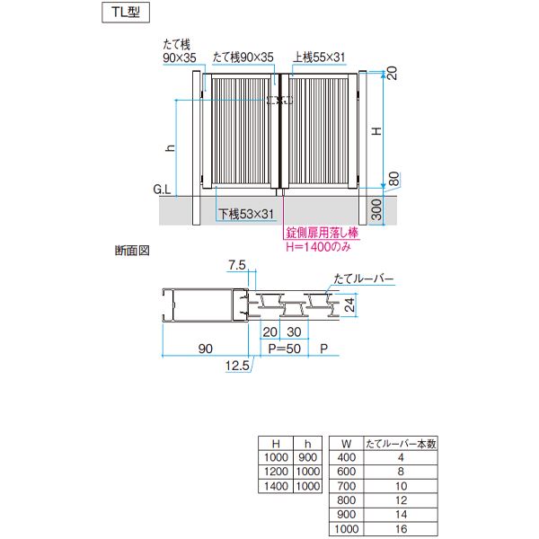 三協アルミ レジリア TL型 (08・04)12 両開き親子セット 門柱タイプ 