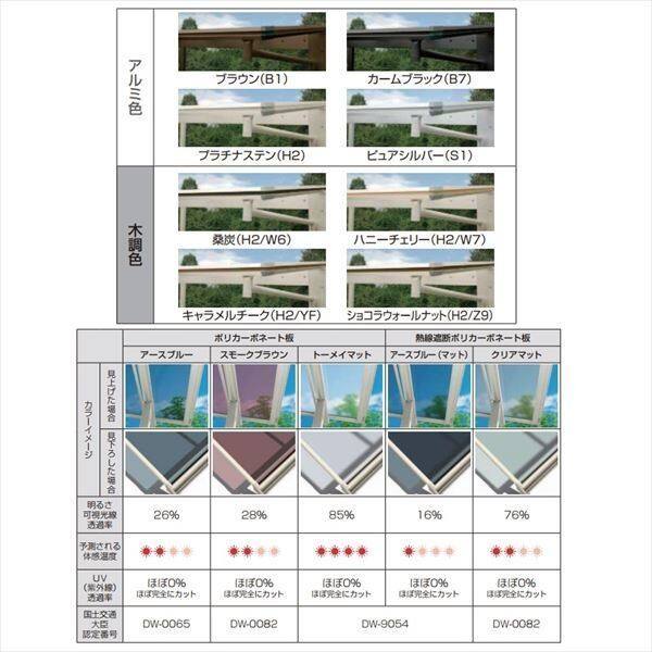 『全国配送』 YKK エフルージュ FIRST 大型テラス 壁付けタイプ 48×39 ポリカーボネート屋根 高さ2355mm JTC-K3948MV- 木調色 後付け 木調色