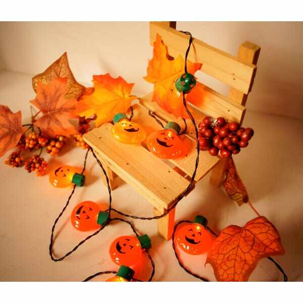 友愛玩具 LEDハロウィンモチーフガーランド LED10pcs.ライトガーランド(フラットパンプキン) HW-1112 『ハロウィン 飾り付け カボチャ かわいい』 