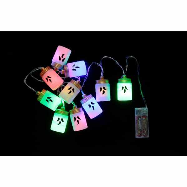 友愛玩具 LEDハロウィンモチーフガーランド LED10pcs.ライトガーランド(ゴーストボトル) HW-1519 『ハロウィン 飾り付け カボチャ かわいい』 