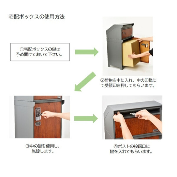 セトクラフト 宅配BOX付ポスト(GALVA) S22-0512 グレー＆チーク
