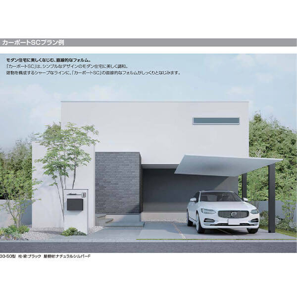 【商品のみ】カーポートSC 1台用 縦2連棟 標準柱(H22) 24-57型 LIXIL リクシル 木調色