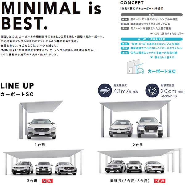 【商品のみ】カーポートSC 1500 2台用 基本棟 H28柱 60-57型 LIXIL リクシル アルミ形材色