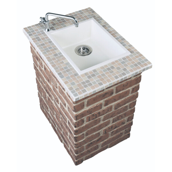 ニッコー ガーデンシンク ショートタイプ レトロブリック シャーベット ホース接続仕様 ODF-GS-HF4 ※蛇口は別売り 『ガーデン　流し台　ニッコーエクステリア』 