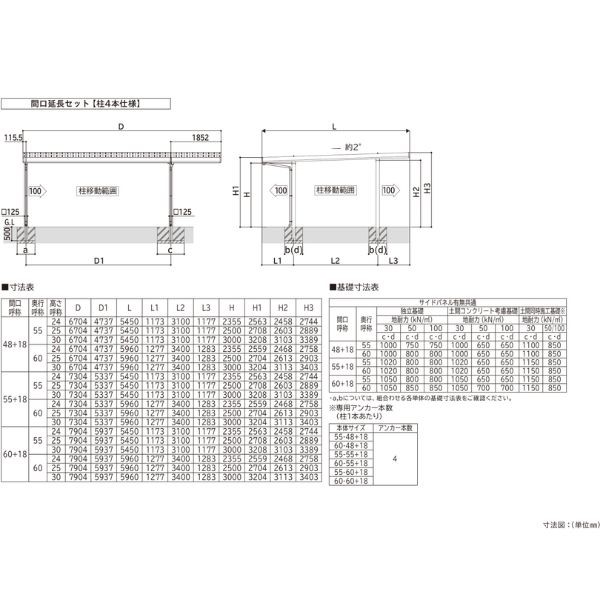 【商品のみ】カーポート 2台用 YKK YKKAP ジーポート Pro 900タイプ  横材なし 明かり取りなし 間口延長柱4本 E60-55･18 H30 アルミ色