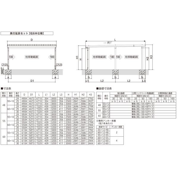 【商品のみ】カーポート 2台用 YKK YKKAP ジーポート Pro 1500タイプ  横材なし 明かり取りなし 奥行延長柱6本 J55･12-48 H30 アルミ色