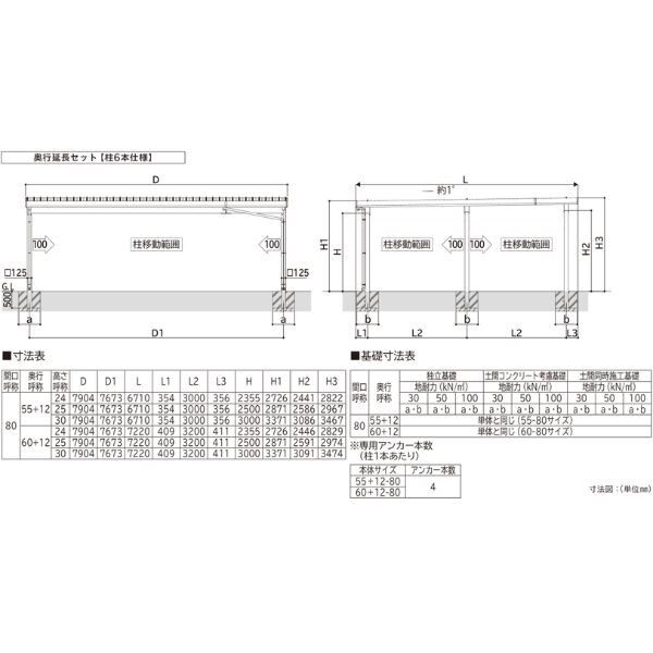 【商品のみ】カーポート 3台用 YKK YKKAP ジーポート Pro 1500タイプ 横材なし 明かり取りなし 奥行延長柱6本 J55･12-80 H25(凍上柱) 木調色