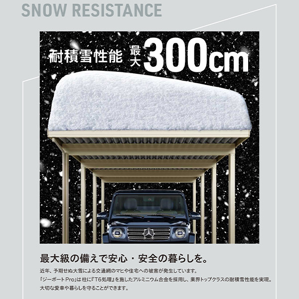 【商品のみ】カーポート 4台用 YKK YKKAP ジーポート Pro 1500タイプ  横材なし 明かり取りなし 奥行(2)連結柱8本 J55･60-60 H25(凍上柱) 木調色
