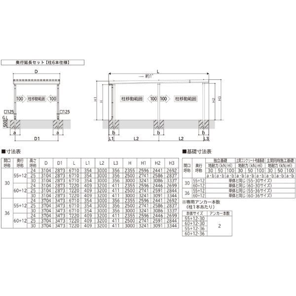 【商品のみ】カーポート 1.5台用 YKK YKKAP ジーポート Pro 3000タイプ 横材なし 明かり取りなし 奥行延長柱6本 J55･12-30 H25(凍上柱) 木調色
