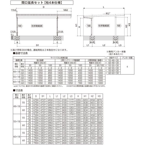 【商品のみ】カーポート 2台用 YKK YKKAP ジーポート Pro 3000タイプ  横材なし 明かり取りなし 間口延長柱4本 E60-60･18 H23 アルミ色