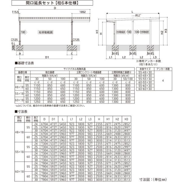 【商品のみ】カーポート 2台用 YKK YKKAP ジーポート Pro 3000タイプ  横材なし 明かり取りなし 間口延長柱6本 E55-55･18 H30 アルミ色