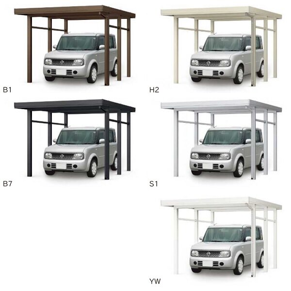 【商品のみ】カーポート 2台用 YKK YKKAP ジーポート Pro 3000タイプ  横材なし 明かり取りなし 奥行延長柱6本 J60･12-60 H30 アルミ色