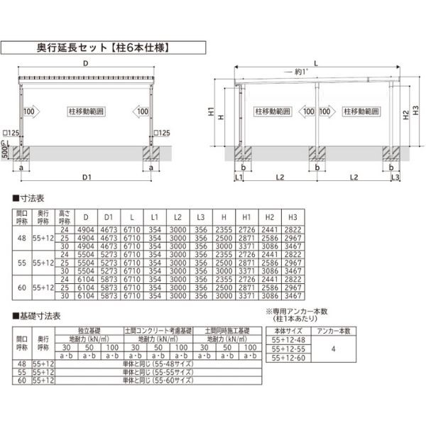 【商品のみ】カーポート 2台用 YKK YKKAP ジーポート Pro 4500タイプ  横材なし 明かり取りなし 奥行延長柱6本 J55･12-60 H25(凍上柱) アルミ色