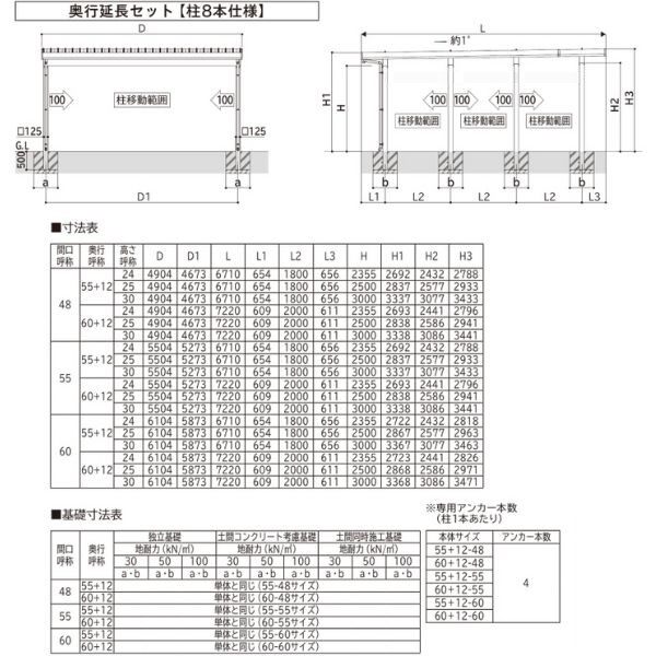 全国配送 YKK YKKAP ジーポート Pro 4500タイプ カーポート 2台用 横材なし 明かり取りなし 奥行延長柱8本 J55･12-60 H24 木調色