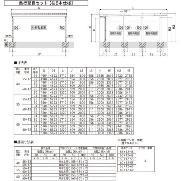 【商品のみ】カーポート 2台用 YKK YKKAP ジーポート Pro 4500タイプ  横材なし 明かり取りなし 奥行延長柱8本 J60･12-48 H30 木調色