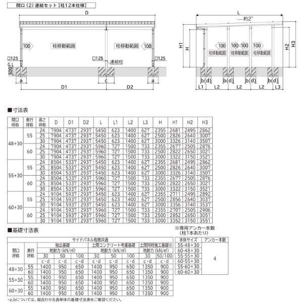 【商品のみ】カーポート 3台用 YKK YKKAP ジーポート Pro 6000タイプ 横材なし 明かり取りなし 間口(2)連結柱12本(梁4列) M55-55･30 H25 アルミ色