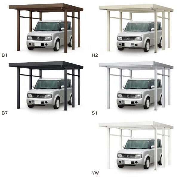 【商品のみ】カーポート 1台用 YKK YKKAP ジーポート Pro 7500タイプ 横材なし 明かり取りなし 単体柱8本 55-30 H25(凍上柱) アルミ色