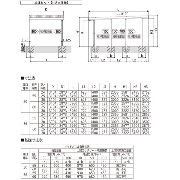 【商品のみ】カーポート 1台用 YKK YKKAP ジーポート Pro 7500タイプ 横材なし 明かり取りなし 単体柱8本 60-30 H25 木調色