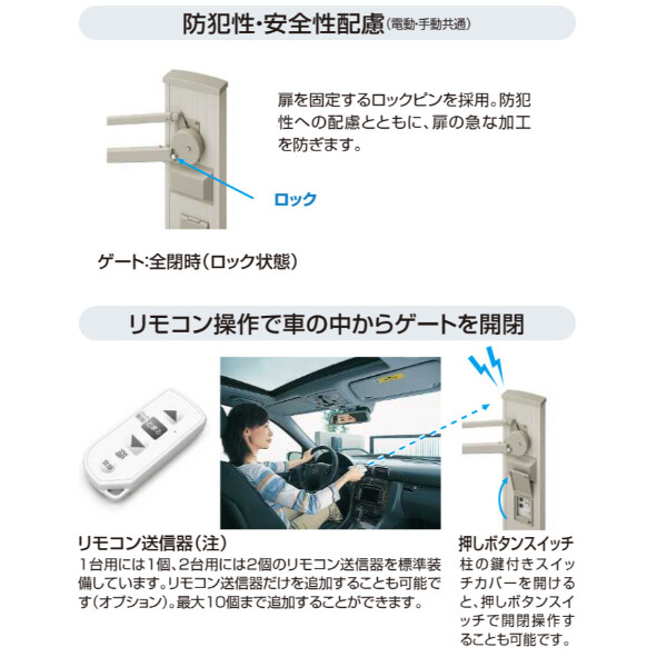 YKKAP ルシアスアップゲート ワイド 01型 42-12 標準 電動タイプ アルミカラー