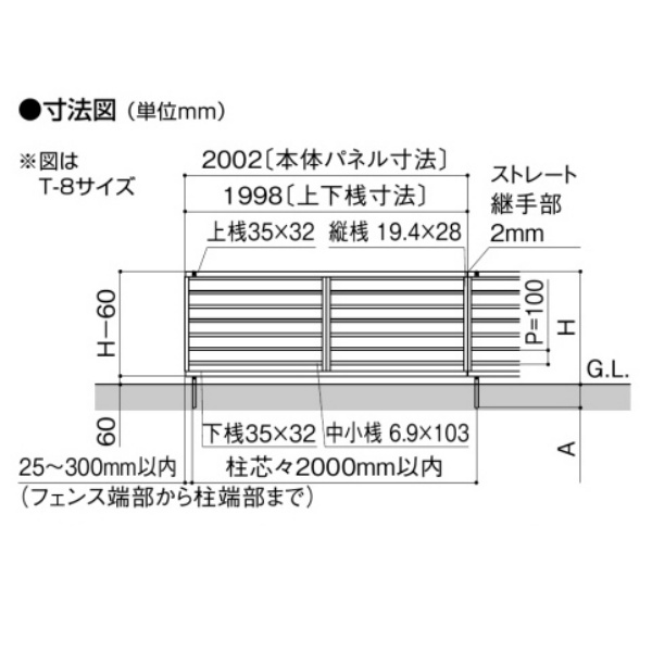 リクシル フェンスAB YL2-K型 T-16 本体(1枚)  アルミ形材+木調色(ラッピング形材色)  『アルミ diy 屋外』 