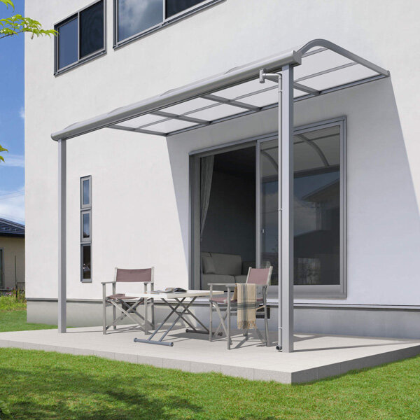 三協アルミ レボリューA 4.0間×12尺 600タイプ／関東間／1階用R型／標準収まり／2連結 熱線遮断ポリカ 『アルミ製 テラス ベランダ バルコニー 庭 雨よけ 物干し 屋根 後付け』 