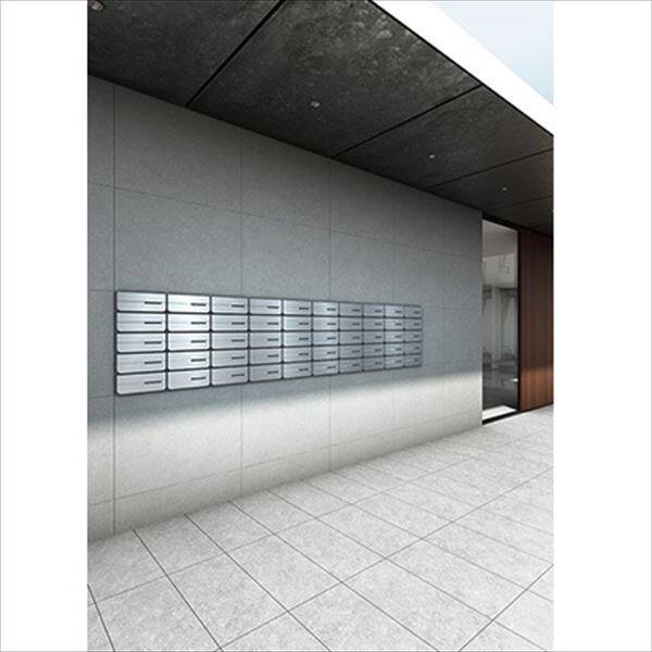 ナスタ 大型郵便物対応 集合住宅用ポスト 前入後出タイプ 横開き 静音ラッチ錠 ※受注生産品 戸数2 KS-MB6302PY-2R-S 防滴タイプ ステンレスヘアーライン