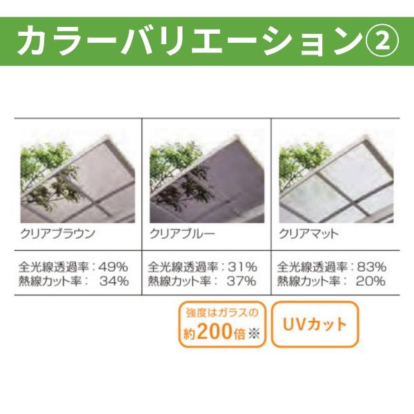 【標準工事費込み】LIXILフーゴF レギュラー 基本セット 24-50型 ロング柱 屋根/ポリカーボネート　奥行:5028mm×幅:2393mm　有効高:2494mm　柱2本　1台用 アルミカラー