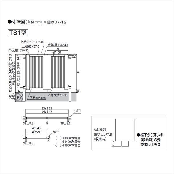 リクシル 開き門扉AB TS1型 09-16 片開き 柱仕様 
