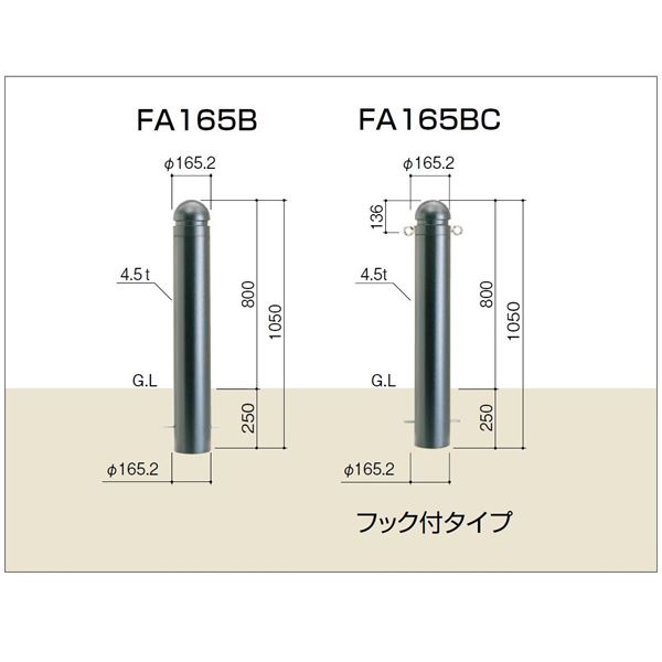【法人様限定商品 個人宅・現場配送不可】四国化成 レコポールFA 固定式 RP-FA165BBK ブラックつや消し
