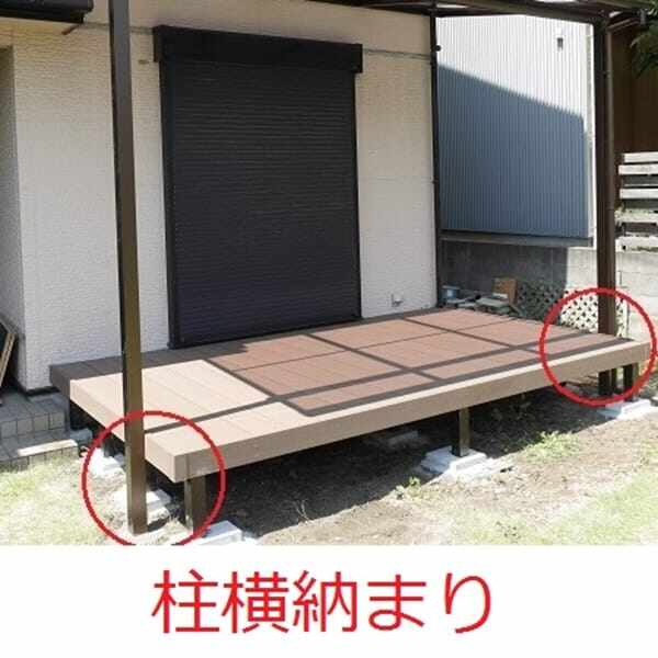 YKK リウッドデッキS + ソラリアテラス+物干し 3点セット 柱横納まり 1.5間×6尺 テラス：柱標準タイプ Ｆ屋根 ポリカーボネート 『ウッドデッキ＋テラス屋根セット』 