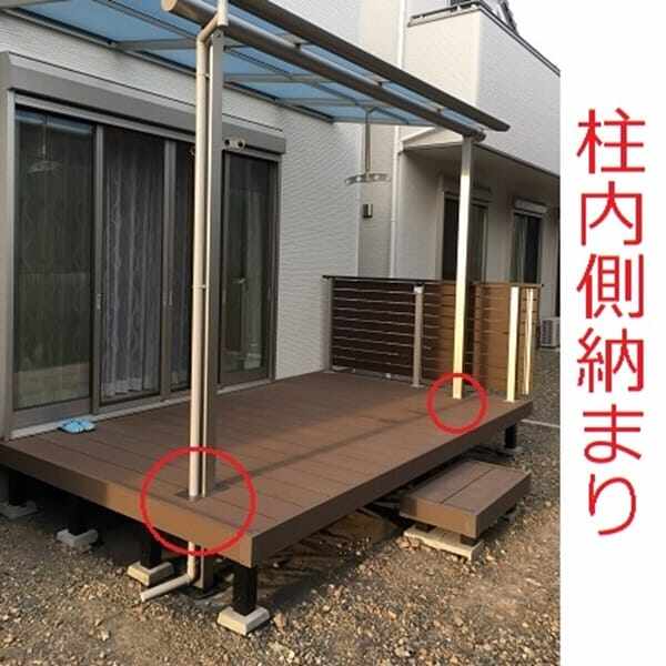 リクシル 樹ら楽ステージ + スピーネ デッキ+テラスセット 柱内側納まり 1.5間×5尺 テラス：自在桁仕様 Ｆ屋根 ポリカーボネート 