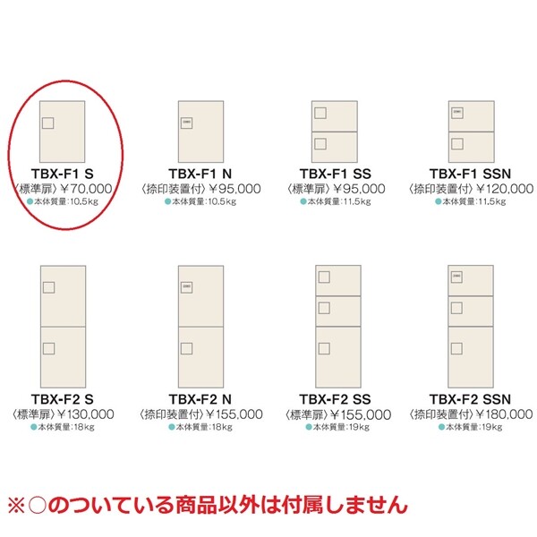 ダイケン 宅配ボックス TBX-F1Sユニット（標準扉） 1段 *捺印装置付ユニットが別途必要です。 