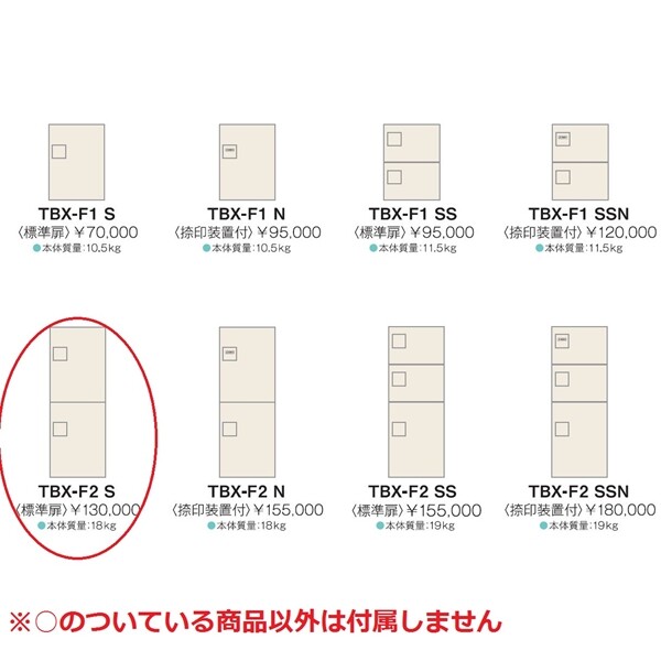 ダイケン 宅配ボックス TBX-F2Sユニット（標準扉） 2段 *捺印装置付ユニットが別途必要です。 