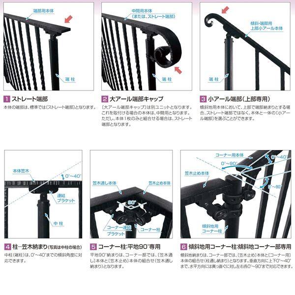YKKAP　シャローネ　歩行補助手すりシリーズ　サンドブラスト柱（連結ブラケット付き）　湿式用　中柱　T100 カームブラック