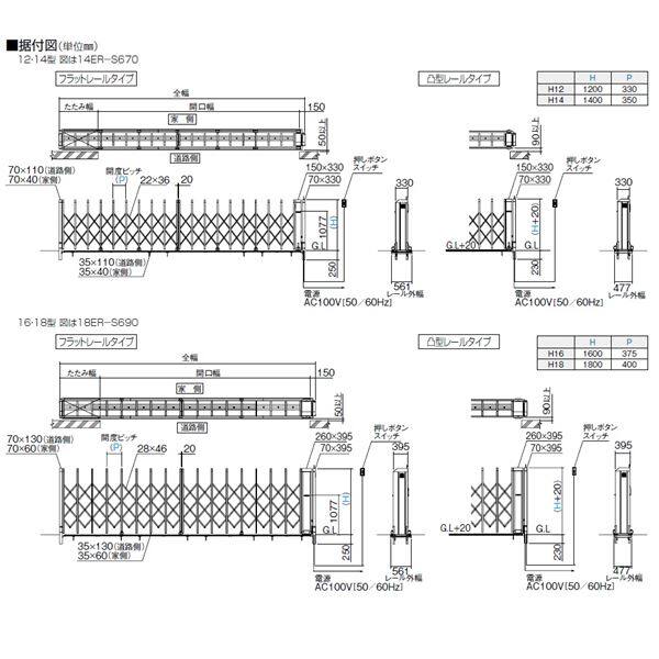 【法人様限定商品 】四国化成　ALX2　電動タイプ　ステンレス　フラット/凸型レール　ALXT16E□-1410SC　　『カーゲート　伸縮門扉』 