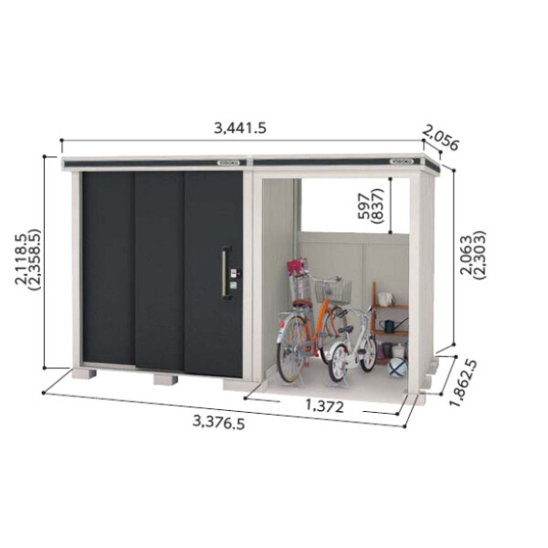 受注生産品 ヨドコウ LMD+LKD／エルモコンビ LMDS-1818+LKDS-1518 物置 積雪型 標準高タイプ 